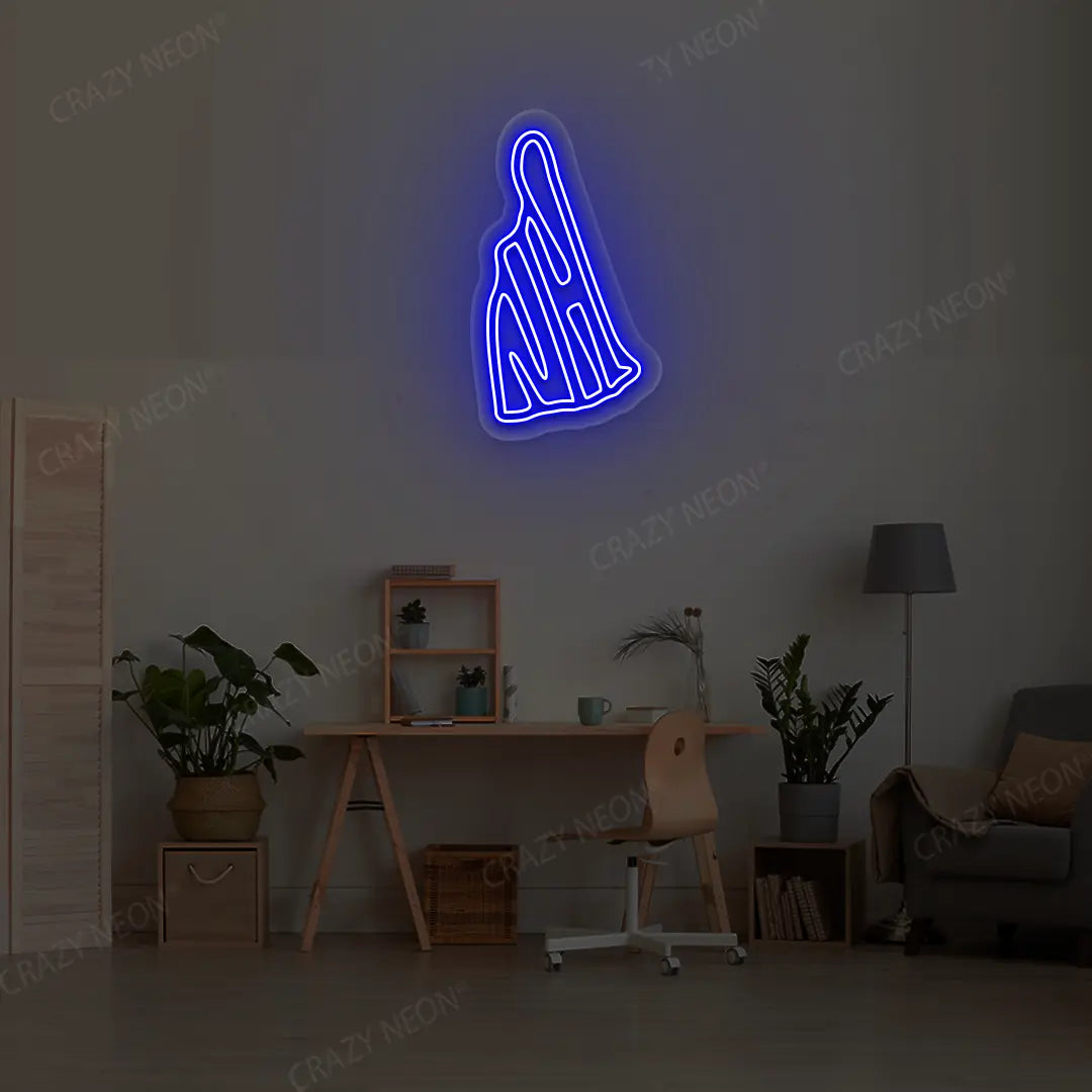 NEW HAMPSHIRE Map Neon Sign lighting up in blue color in a room