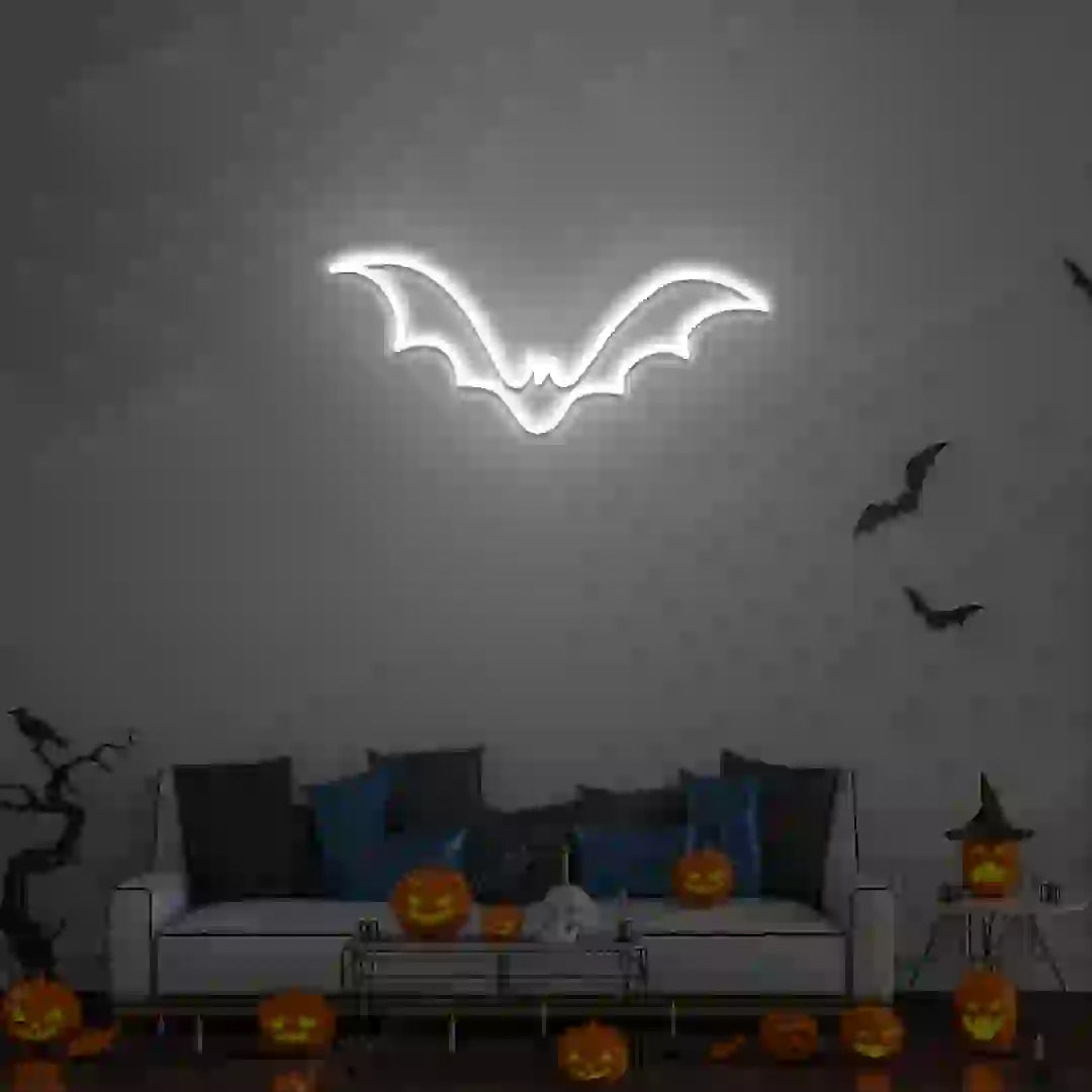 Winged Bat Neon Sign | Warmwhite