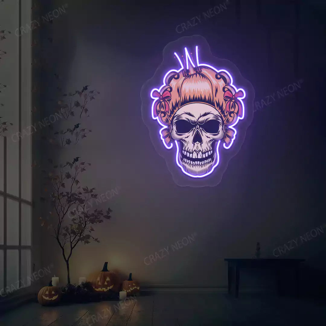 Princess skull Neon Artwork | Purple