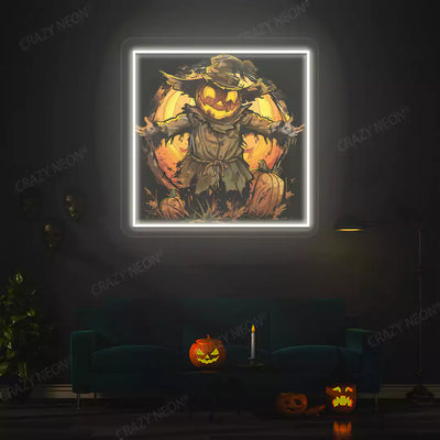 Pumpkin King Scarecrow Neon Artwork | warmwhite