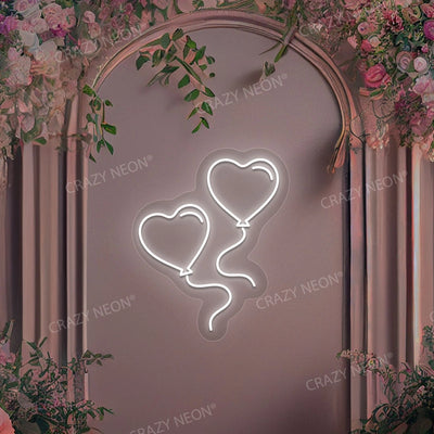Heart Balloon Neon Sign | White
