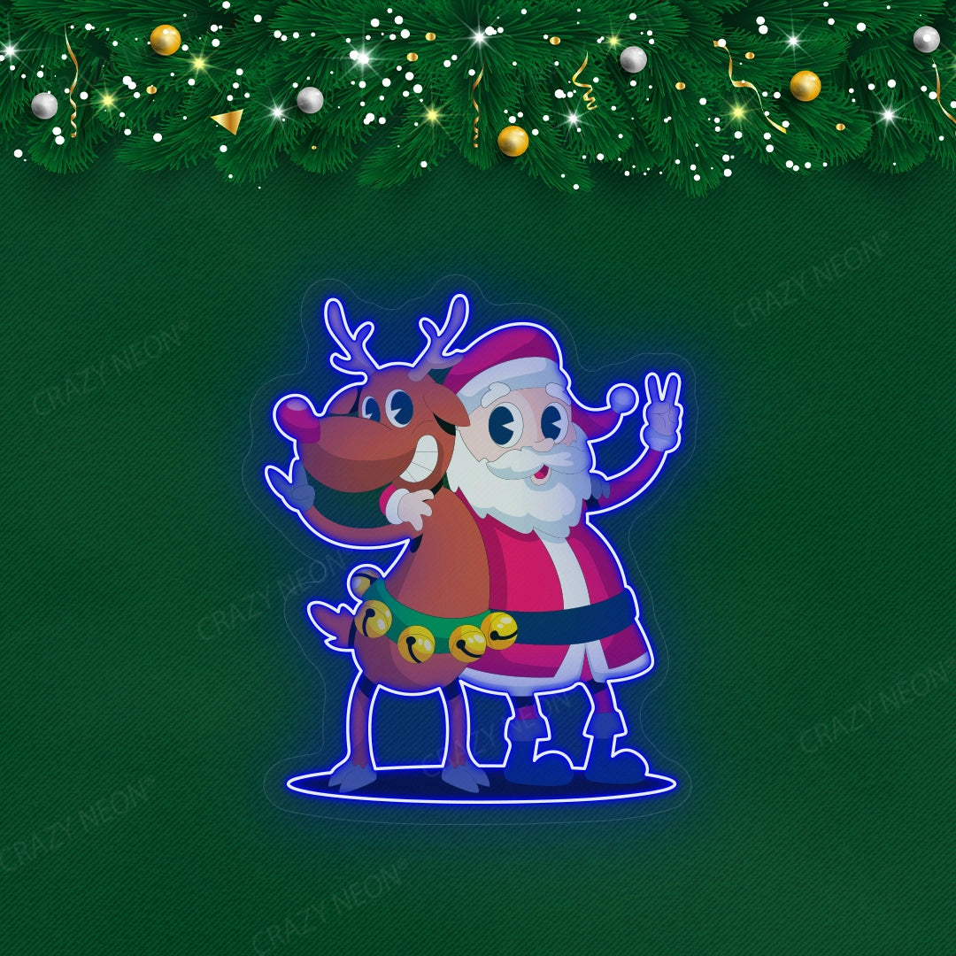 Santa and Rudolph Neon sign