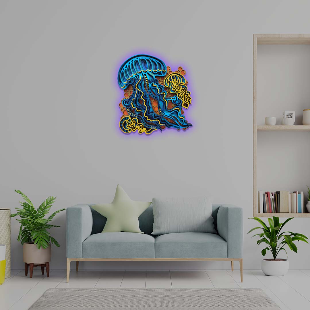 3D Jelly Fish Mandala Art Wall Decor