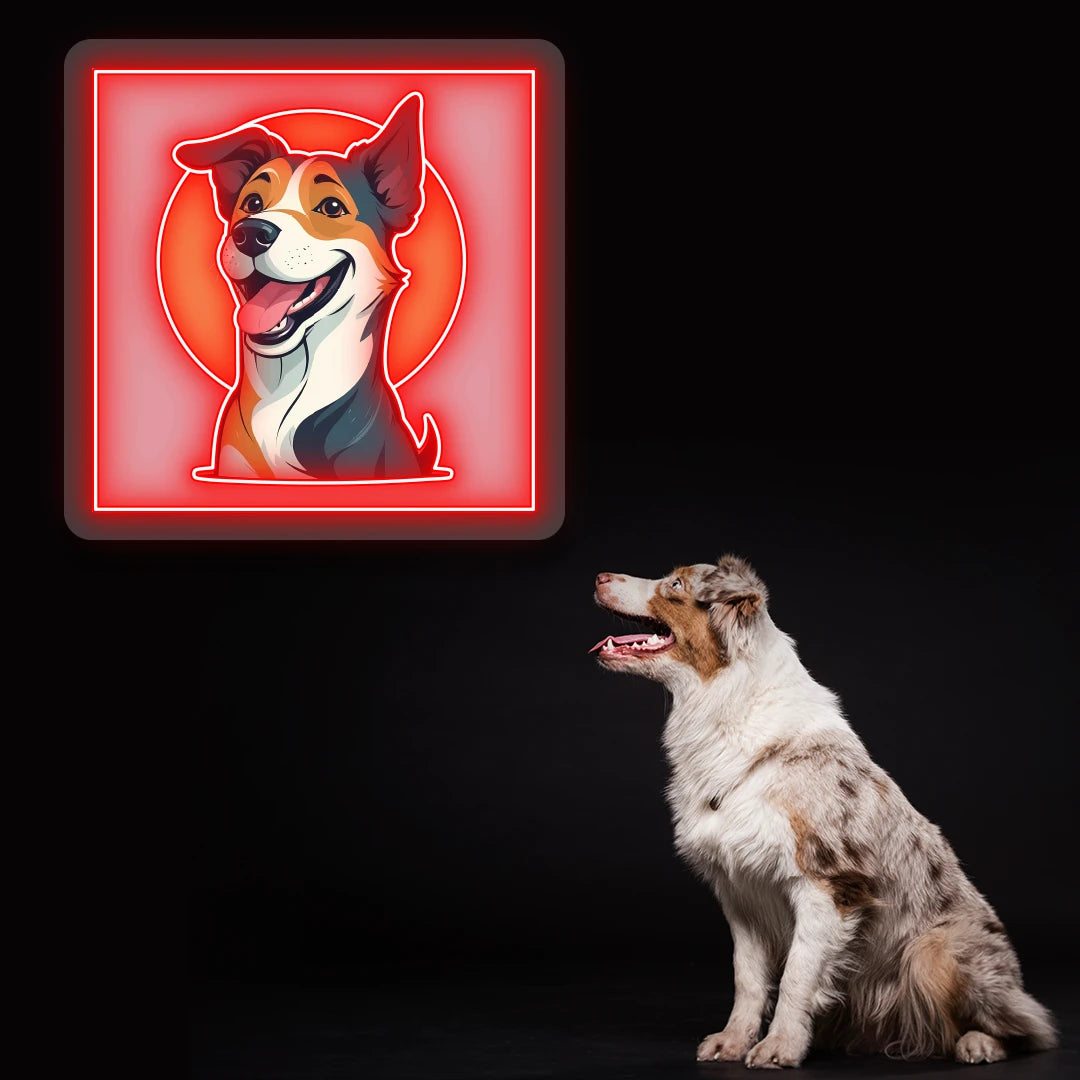 Happy Aussie Halo Neon Artwork in Red LED