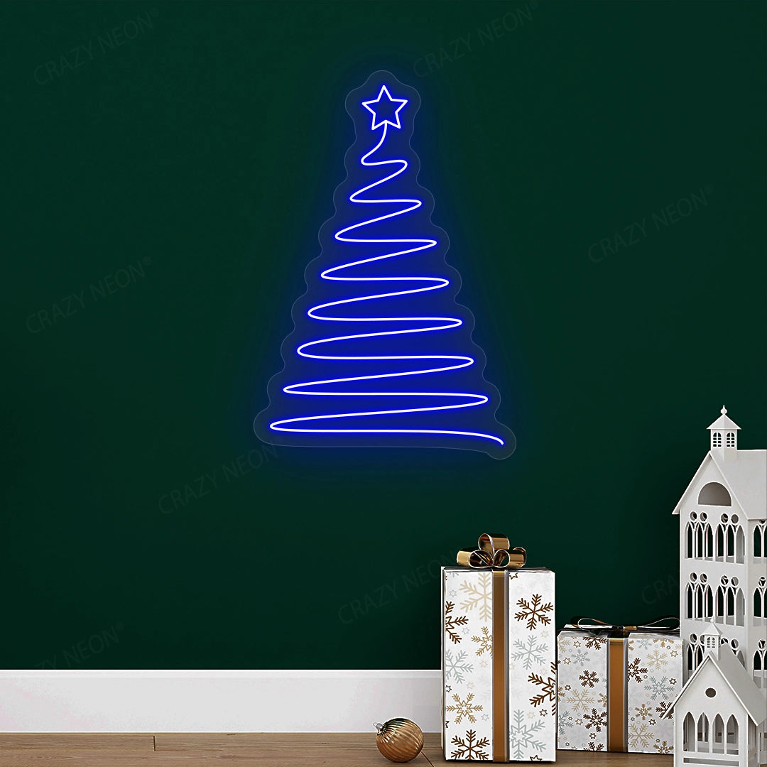 Christmas Tree Shaped LED Neon Sign | Blue