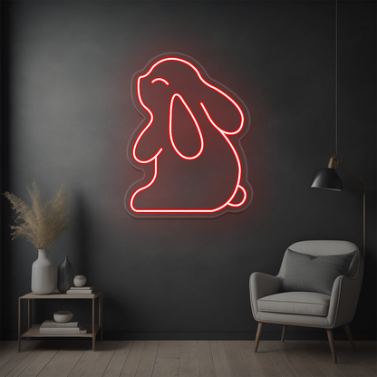 Cute Bunny Neon Sign | Red