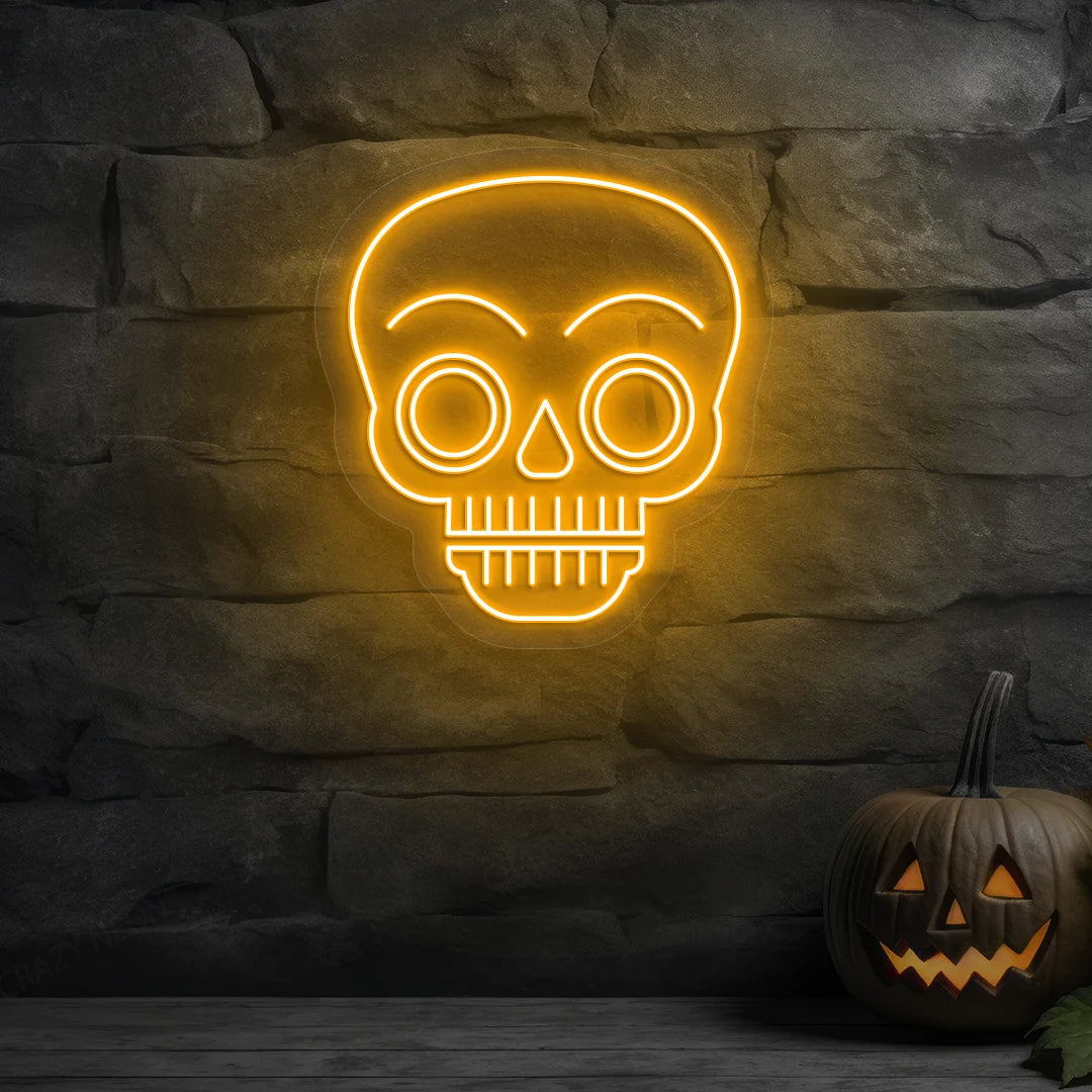 Glow Skull Neon Sign | Orange