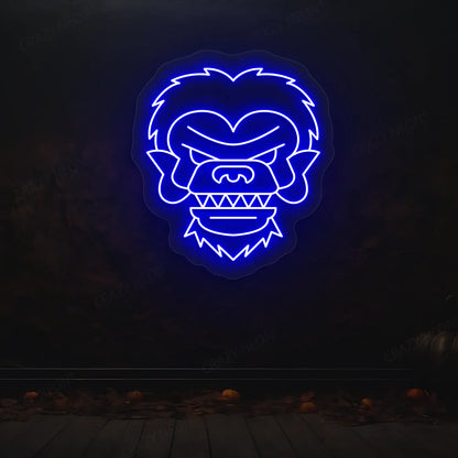 Werewolf Face Neon Sign | Blue