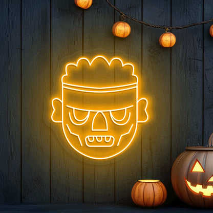 Frankenstein Head Neon Sign | Orange