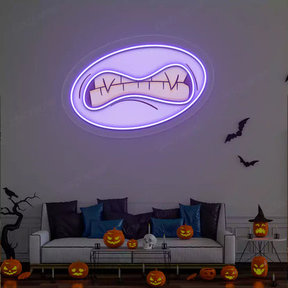 Grotesque Monster Mouth Neon Artwork | Purple