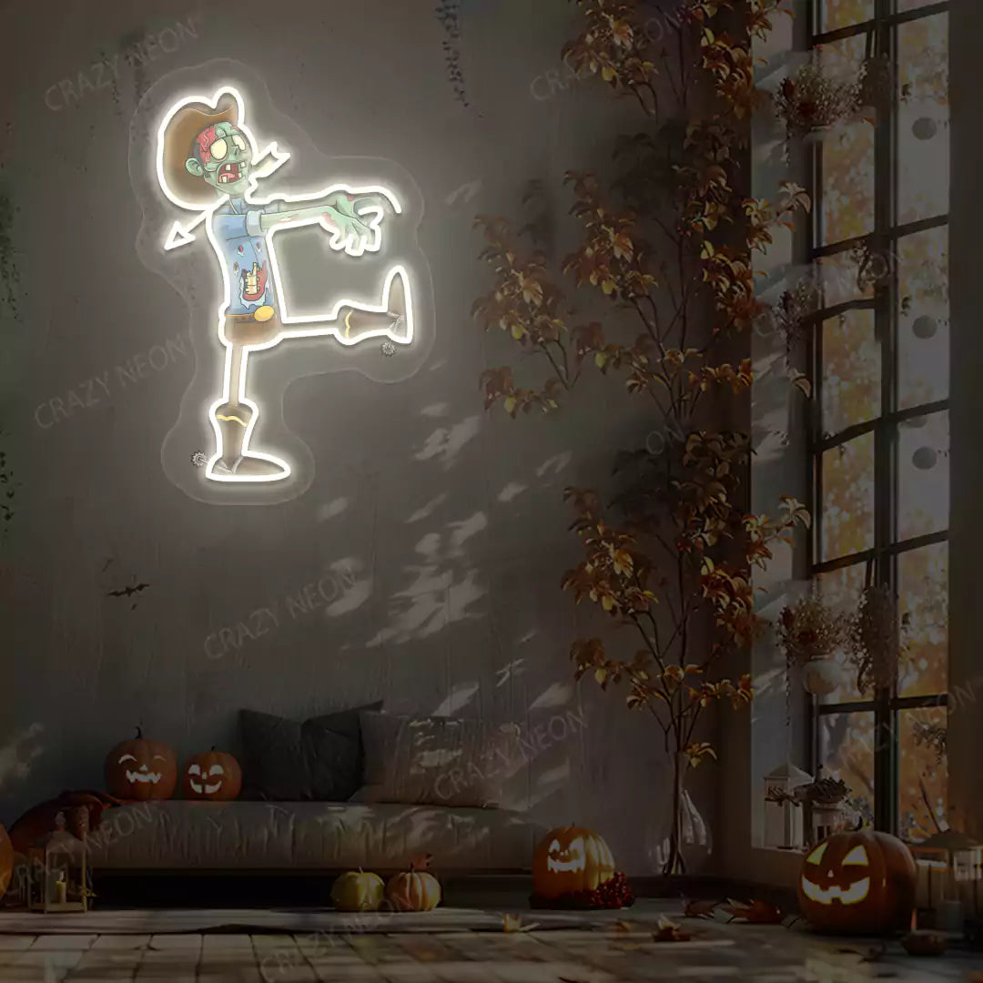 Cowboy Zombie Neon Artwork | Warmwhite
