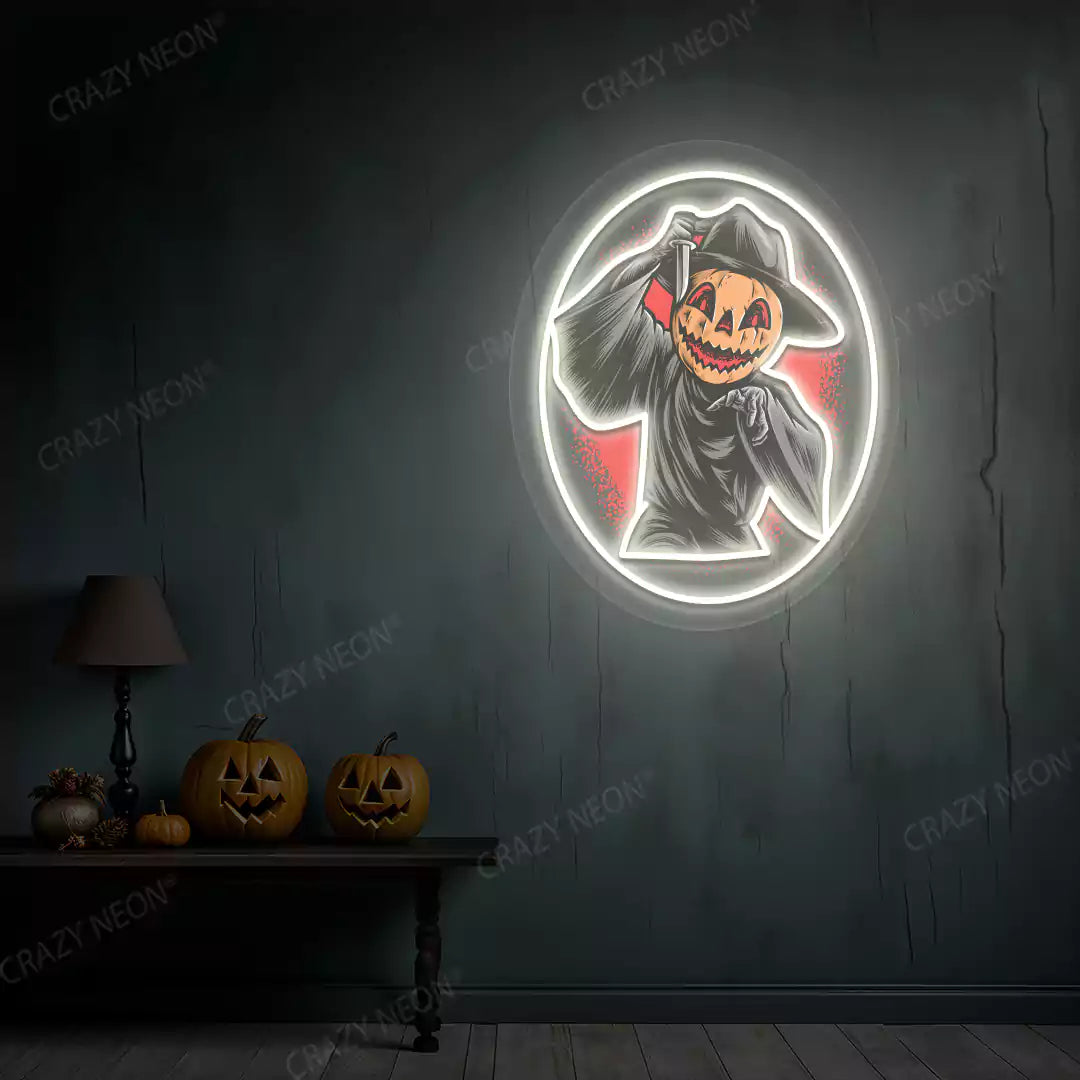 Pumpkin Reaper Neon Artwork | Warmwhite
