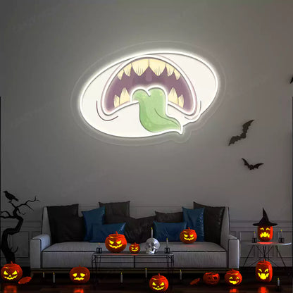 Creepy Monster Mouth Neon Artwork | Warmwhite