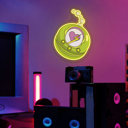 Heart Bolt Clutch Neon Artwork | Yellow