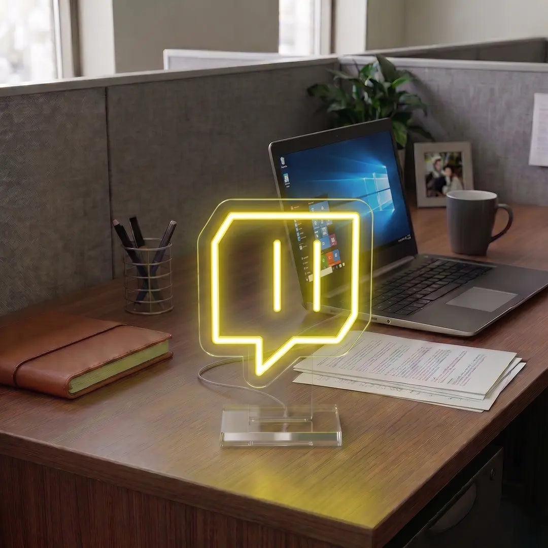 Twitch Logo Mini Neon Sign in Yellow color
