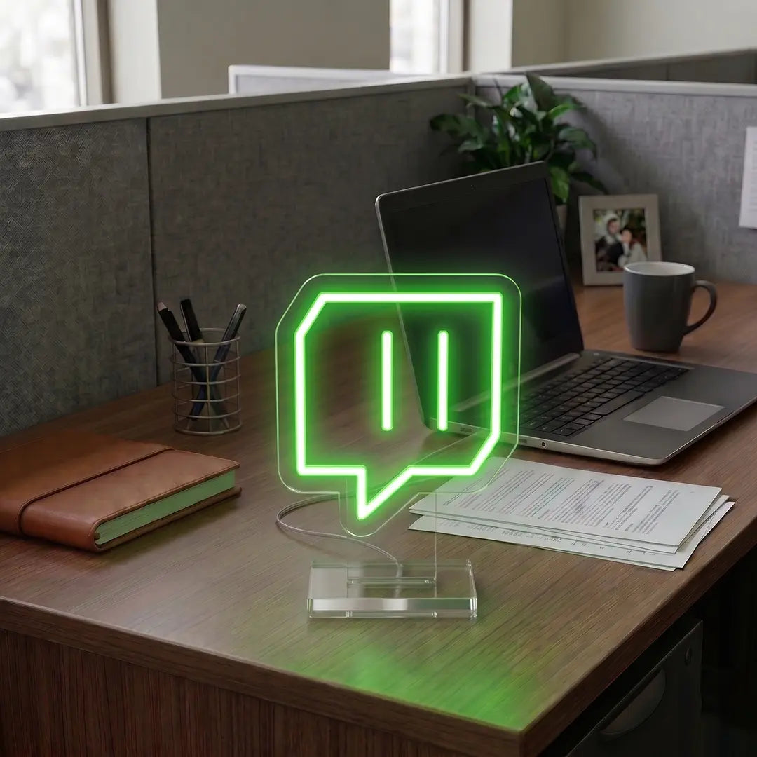 Twitch Logo Mini Neon Sign in Green Color
