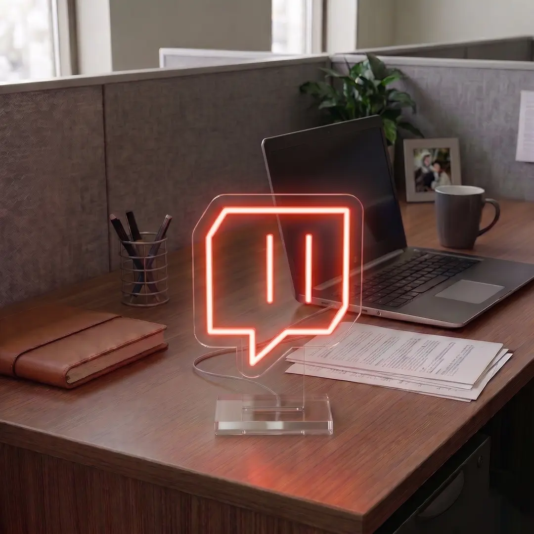 Twitch Logo Mini Neon Sign in Red Color