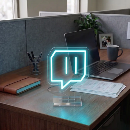 Twitch Logo Mini Neon Sign in Iceblue Color