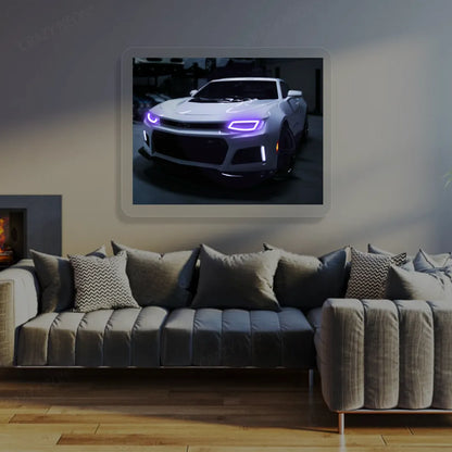 Chevy Camaro Headlight Neon Artwork | Purple