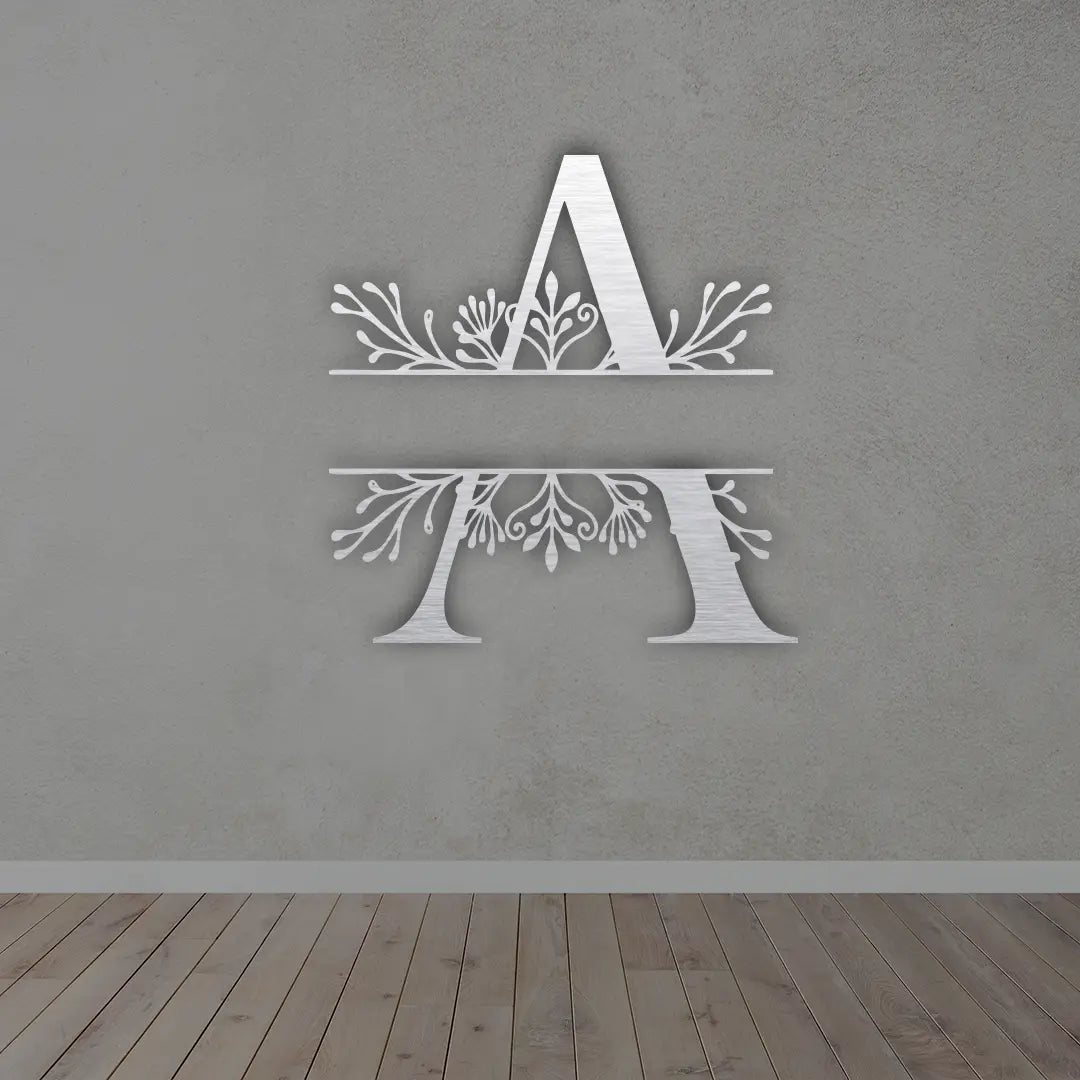 Custom Metal Name Sign in Silver colour mounted on wall 