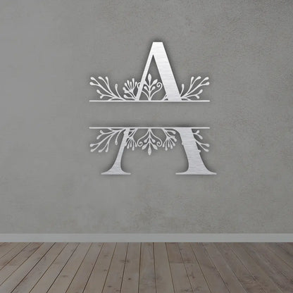 Custom Metal Name Sign in Silver colour mounted on wall 