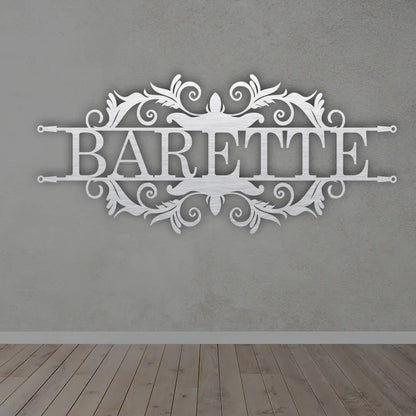 Custom Metal Name Plates in Silver colour mounted on wall