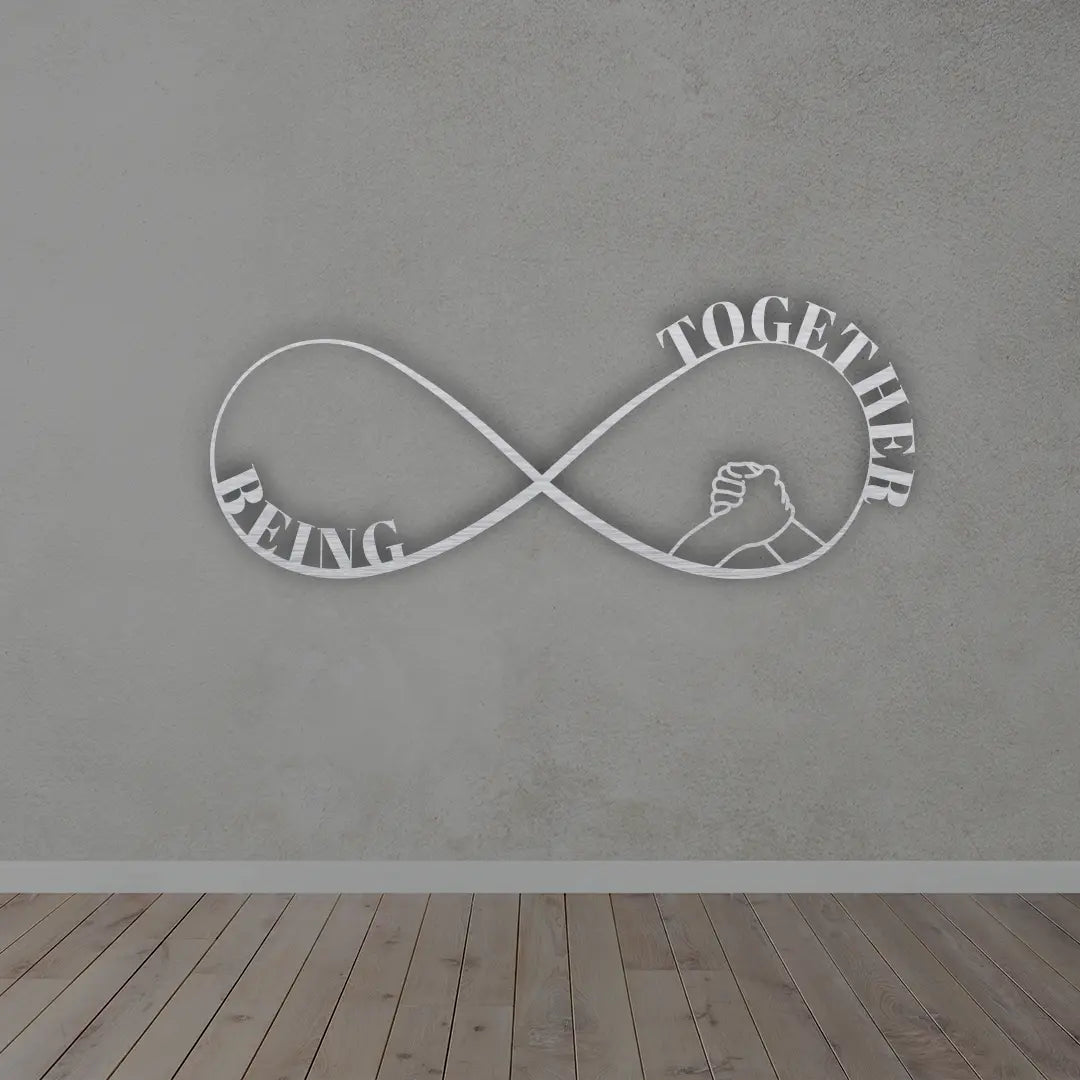 Being together Love Metal wall art in silver colour 