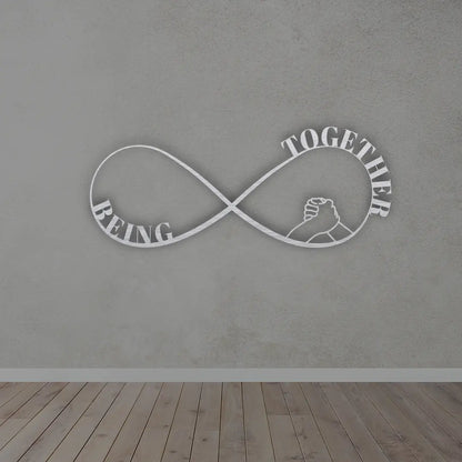 Being together Love Metal wall art in silver colour 