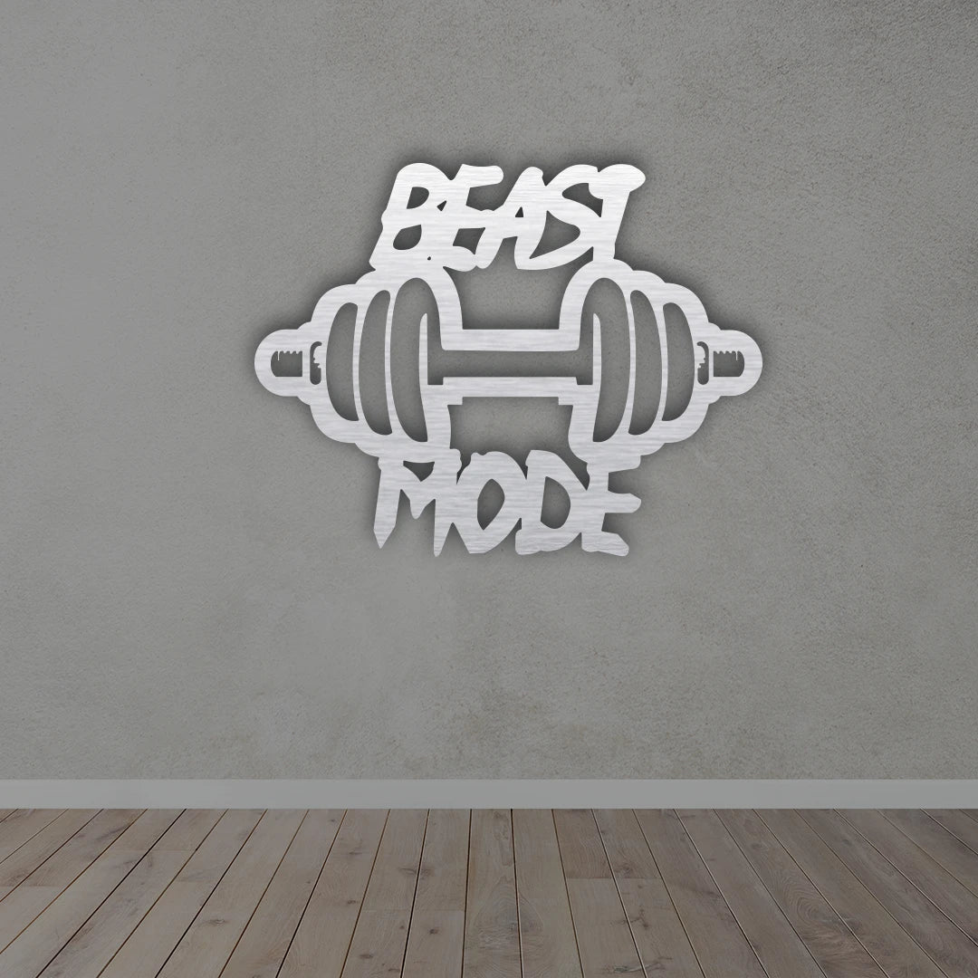 Beast Mode Metal wall art in silver colour