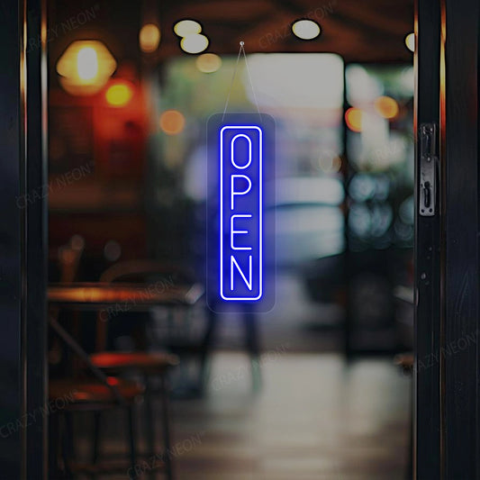 Vertical Open Neon Sign | Blue