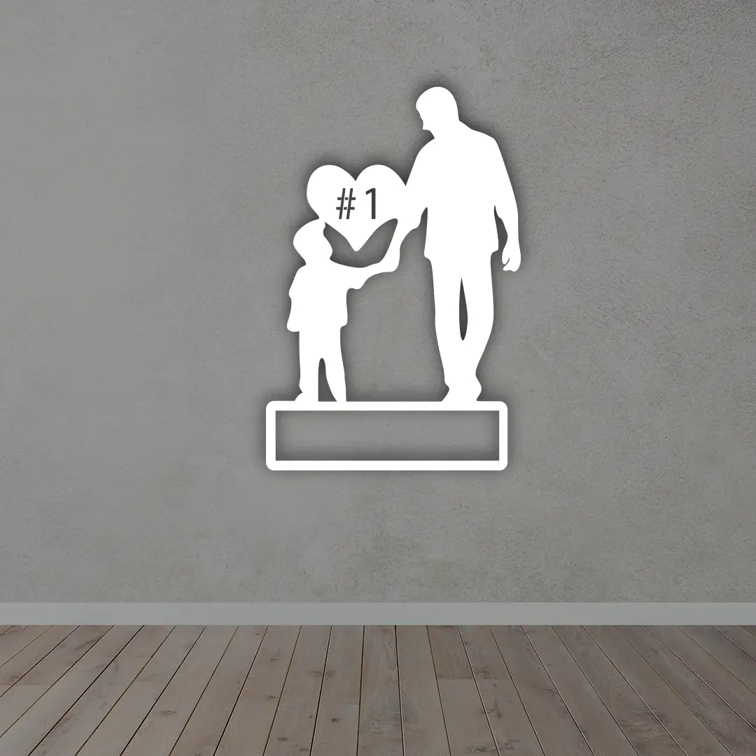 Boy Father Custom Metal Sign in White colour mounted on wall 