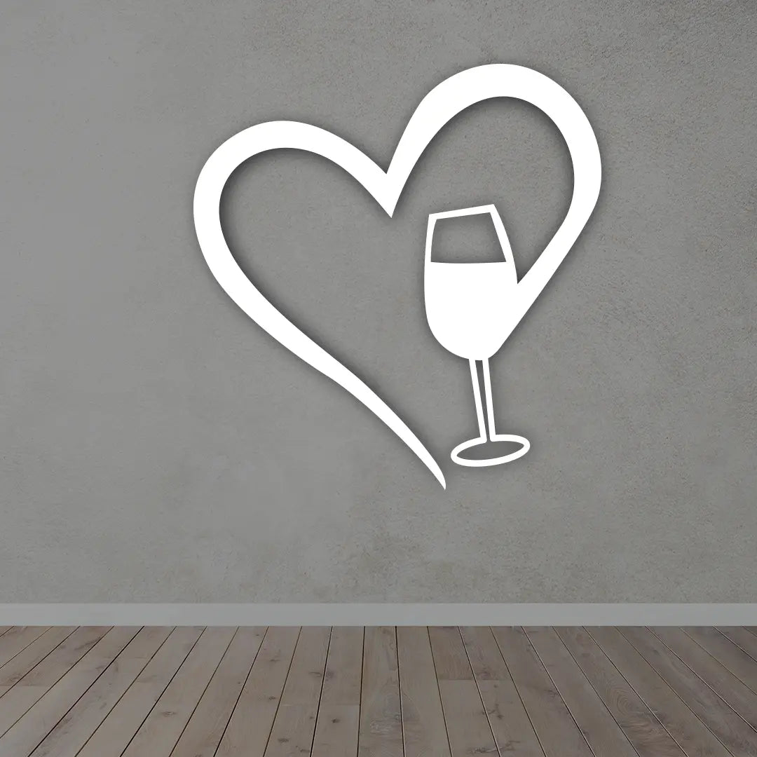Wine Heart Metal Sign