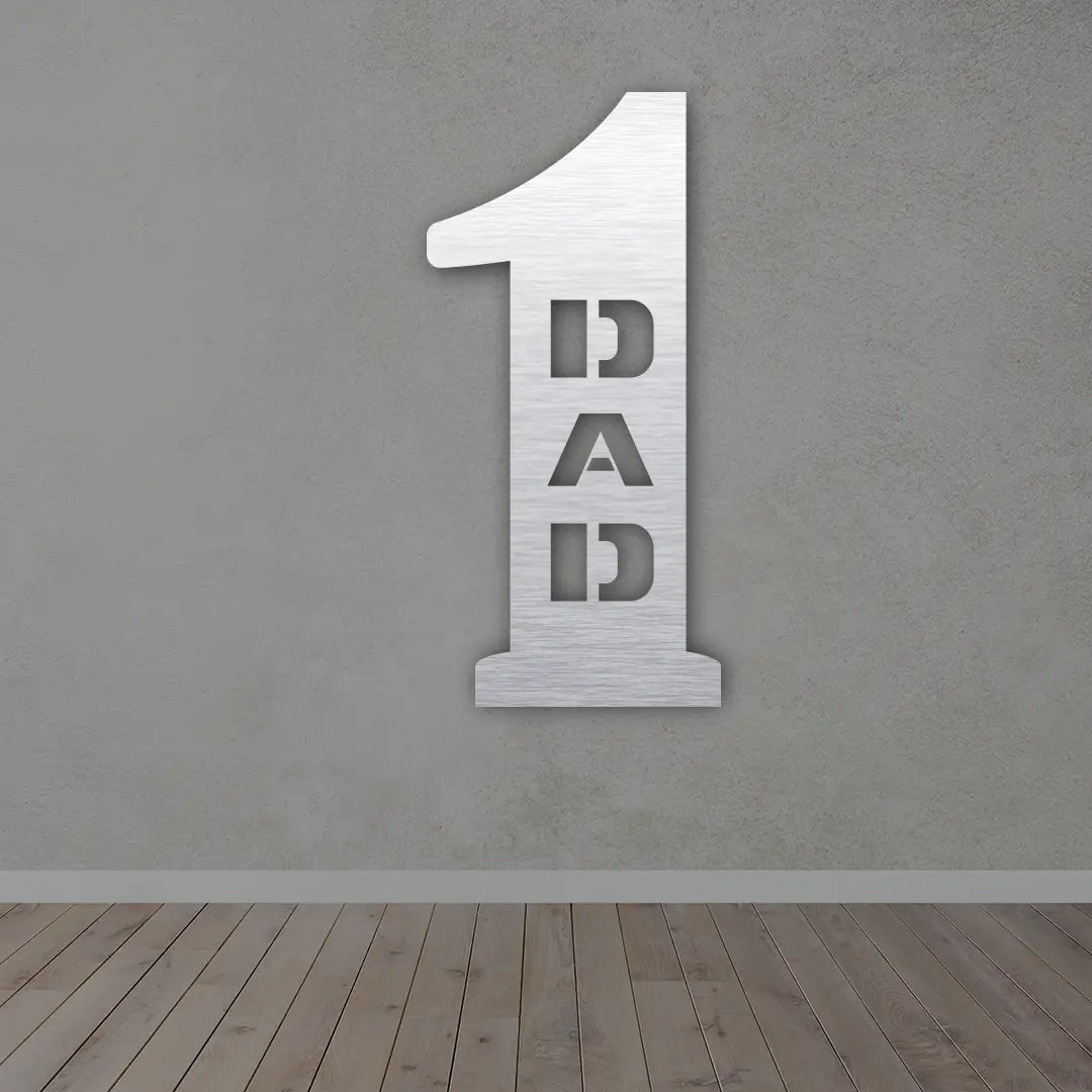 Number One Dad Metal Wall Art - Gift For Dad in brushed silver color