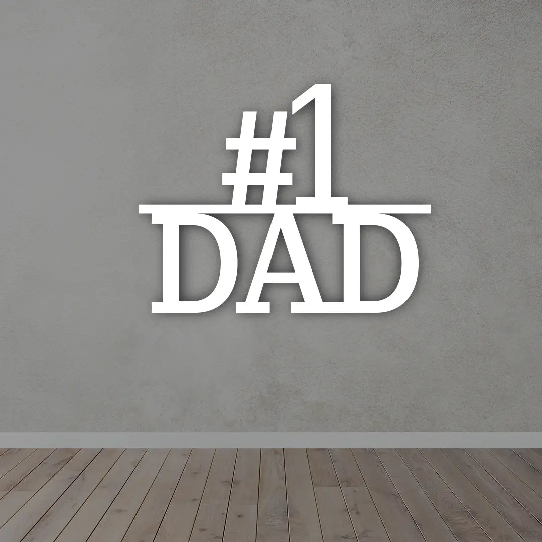 #1 DAD Metal Wall Art in white colour