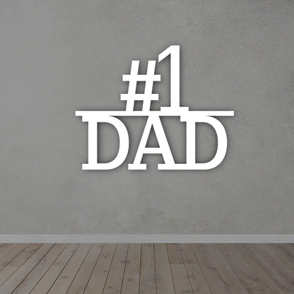 #1 DAD Metal Wall Art in white colour