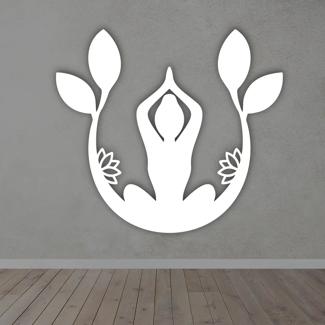 Yoga Meditation Metal wall Art in white Color