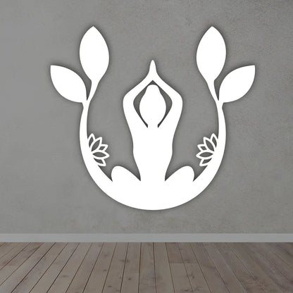 Yoga Meditation Metal wall Art in white Color