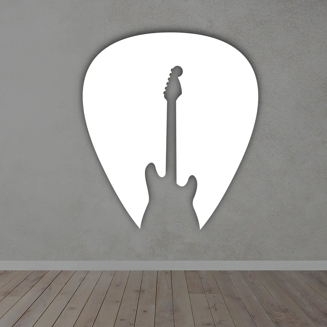 Guitar Metal Wall Art in White colour