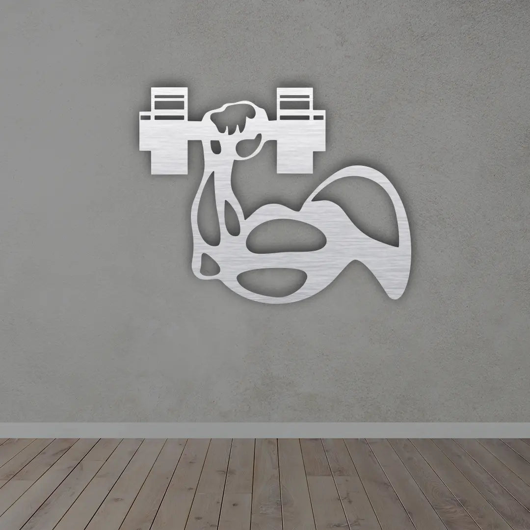 Muscle Metal wall art in silver colour