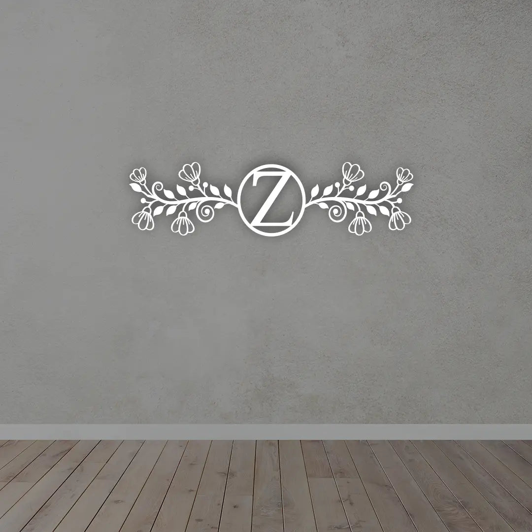 Personalized Metal Frame Monogram in white colour mounted on wall 