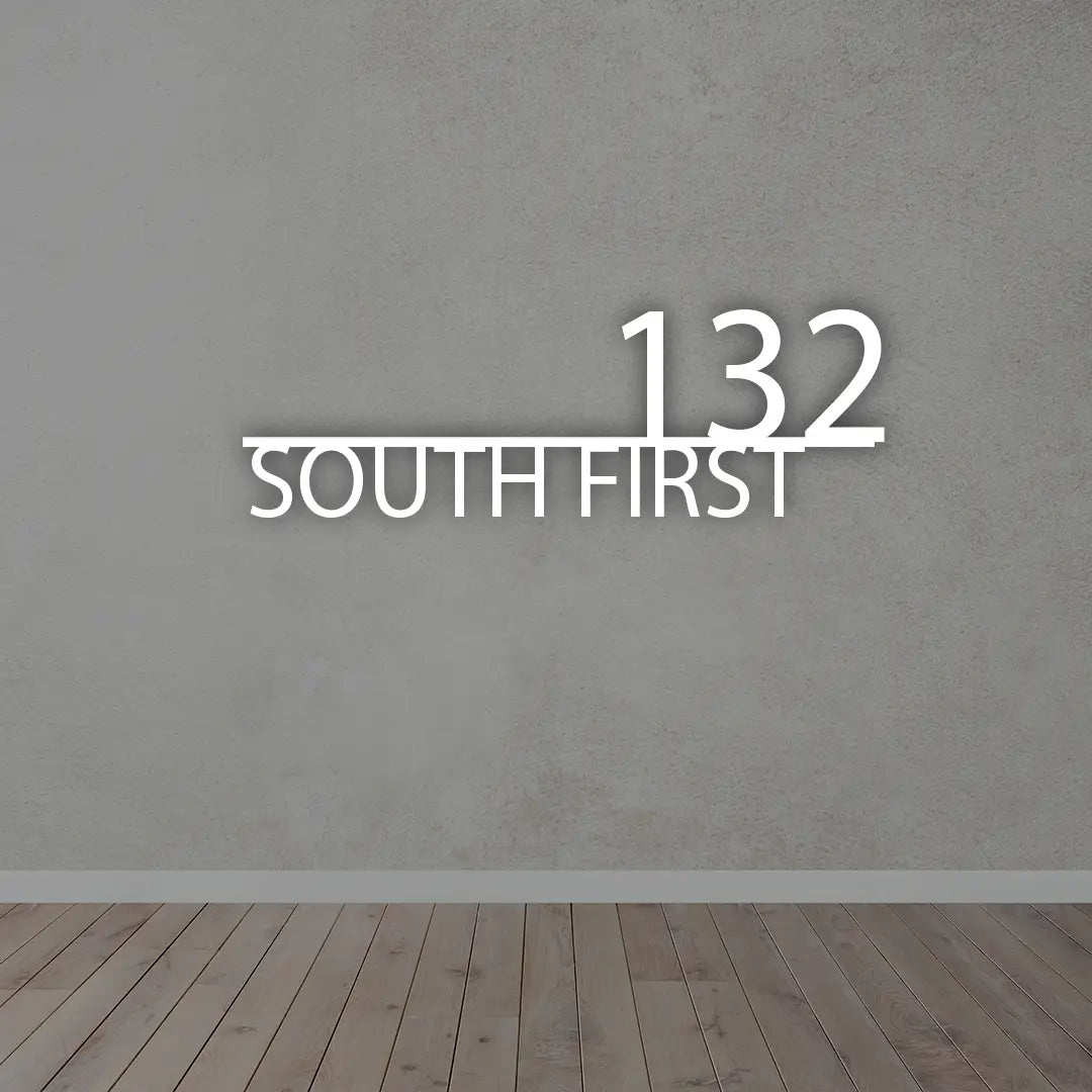 Metal Name and Address Signs in White colour mounted on wall 