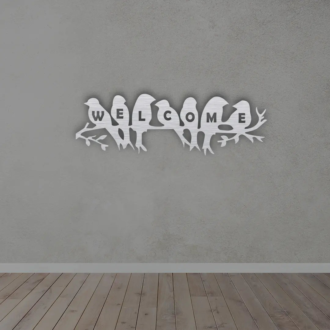 Welcome Birds Metal Wall Art Sign