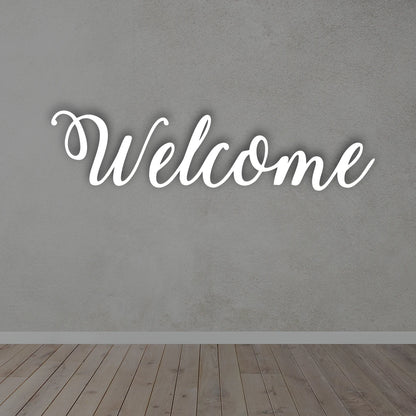 Metal Welcome wall art in white colour 