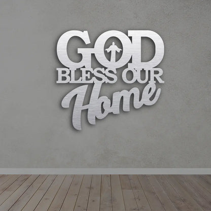 God Bless Our Home Metal Sign
