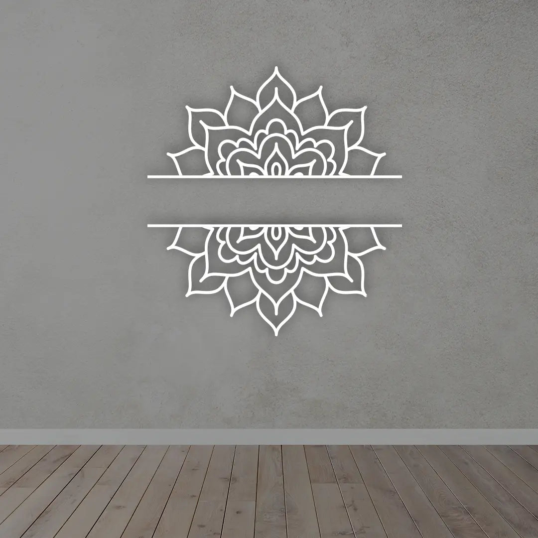 Personalized Mandala Metal  Sign in White colour mounted on wall 