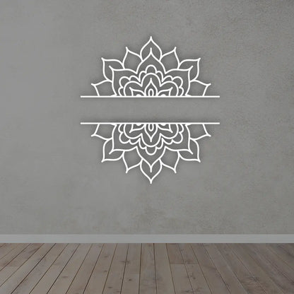 Personalized Mandala Metal  Sign in White colour mounted on wall 