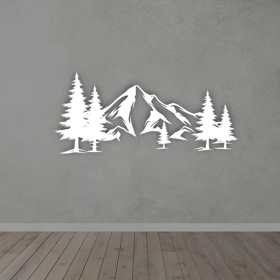 Mountains Metal Wall Art in White colour