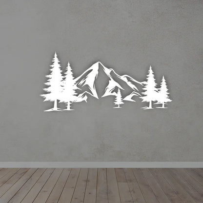 Mountains Metal Wall Art in White colour