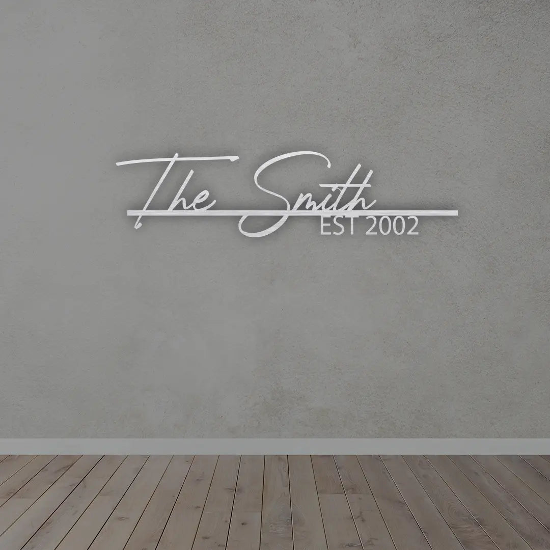 Metal Name Plate in Silver colour mounted on wall
