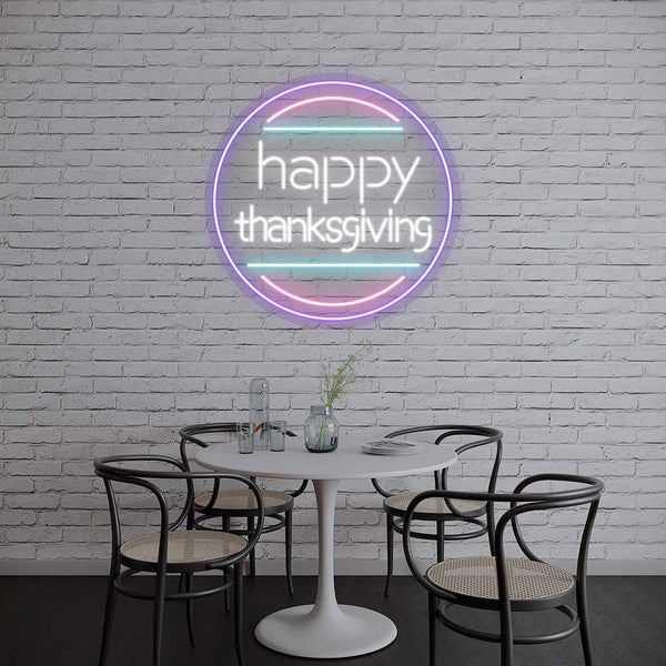 Happy Thanksgiving Day - Multicolor Neon Sign
